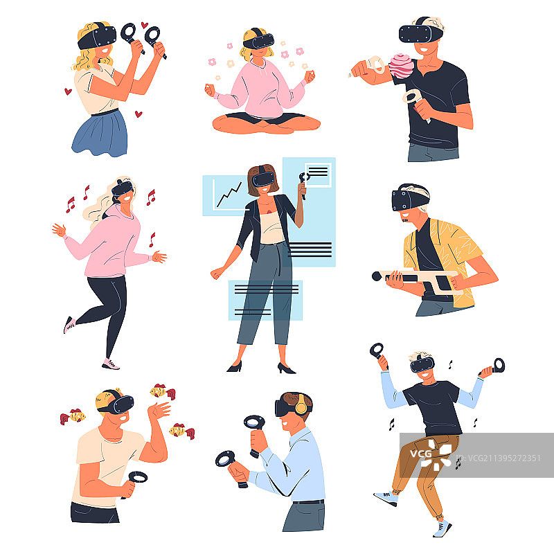 男人和女人戴着虚拟现实头盔图片素材