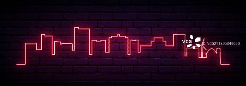 拉伯克的红色霓虹灯天际线明亮的拉伯克城市图片素材