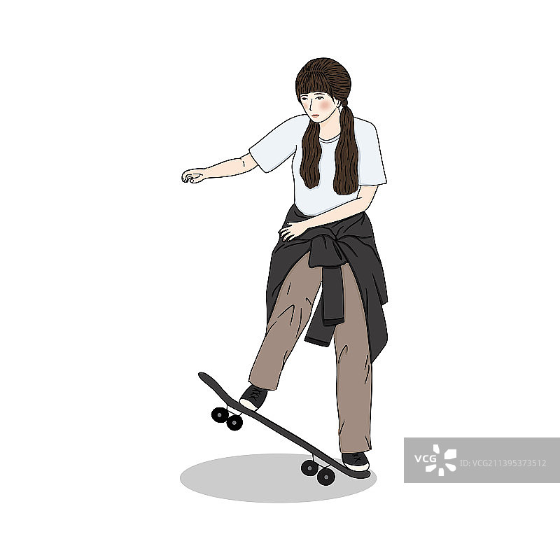 女子滑板玩滑板运动图片素材