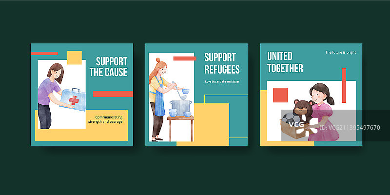 人道主义援助难民的横幅模板图片素材