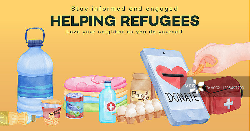 人道主义援助难民的Facebook模板图片素材