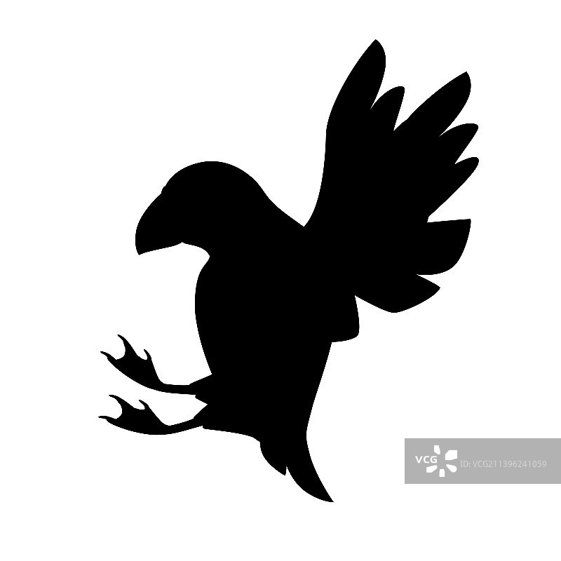 黑色剪影飞行大西洋海鹦鸟图片素材