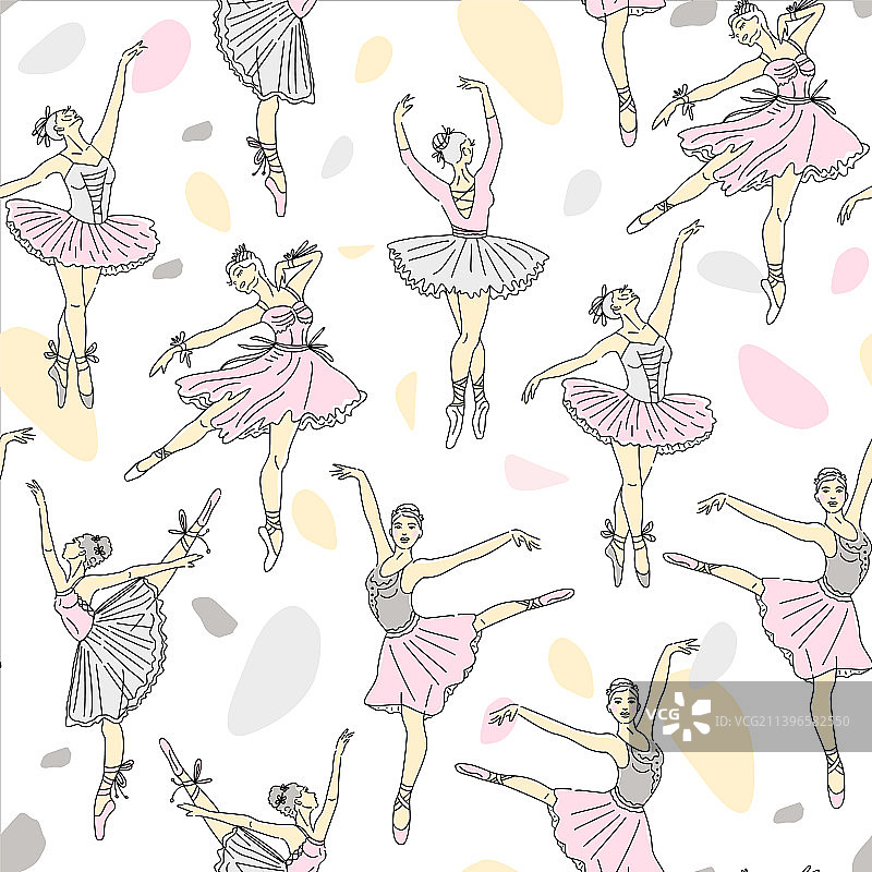 无缝模式的妇女芭蕾舞蹈家套图片素材