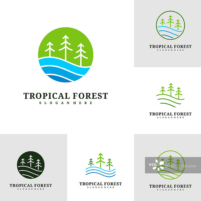 套热带松树标志设计模板图片素材