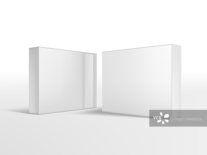3d两个光滑的纸盒孤立在白色图片素材