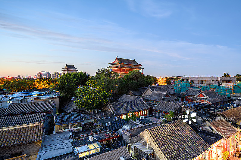 北京著名景点烟袋斜街胡同步行街全景图片素材