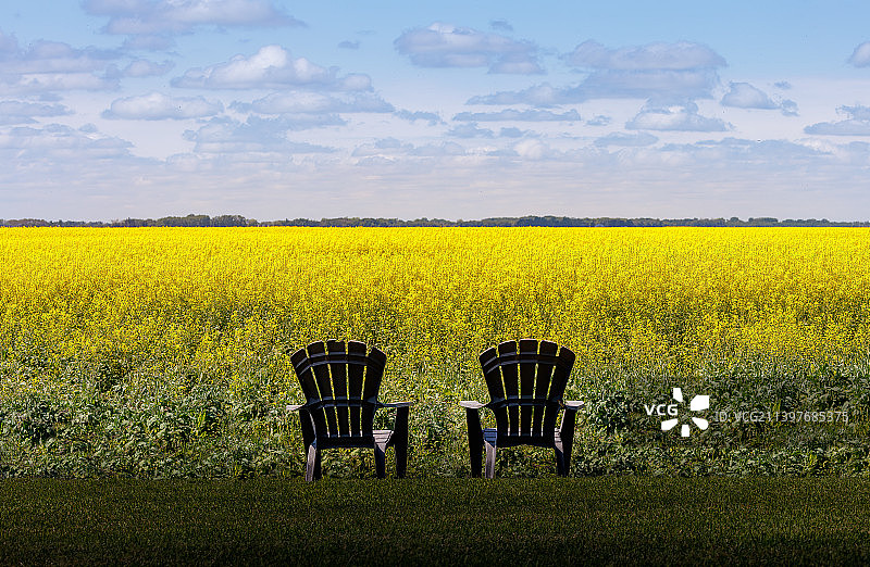 风景的田野对天空，马尼托巴省，加拿大图片素材