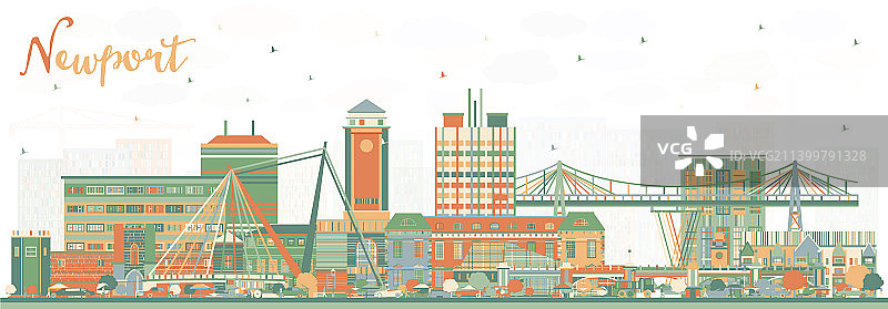 新港威尔士城市的天际线与彩色建筑图片素材