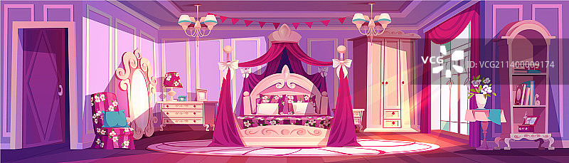 皇家宫殿里豪华的公主卧室图片素材