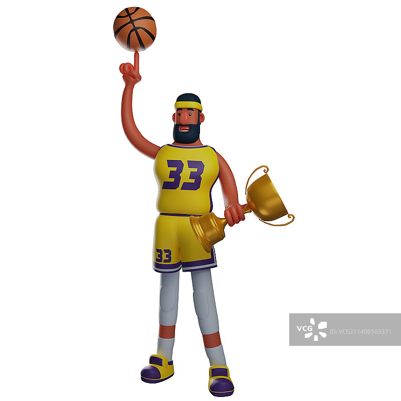 3d篮球运动员卡通图片与一个球图片素材
