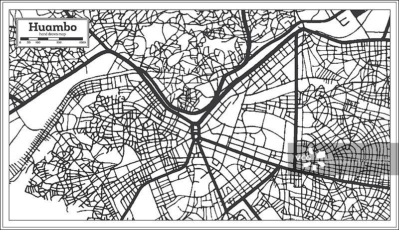 安哥拉万博市黑白地图图片素材