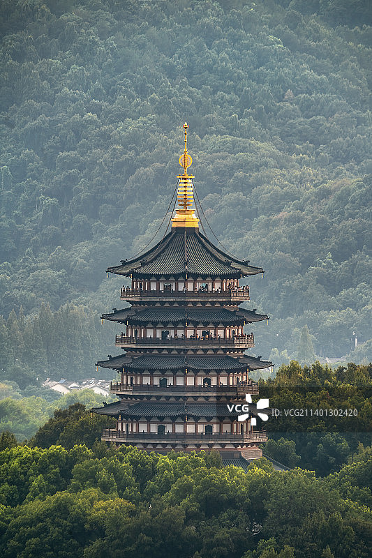 杭州西湖雷峰塔景观图片素材