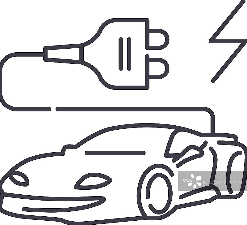 电动汽车线路图标轮廓符号图片素材