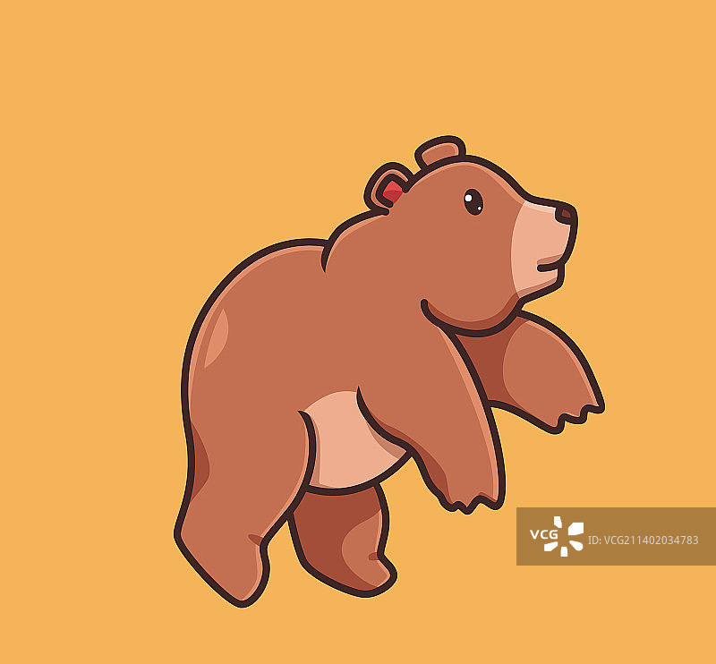 可爱的灰熊棕色跳跃卡通动物图片素材