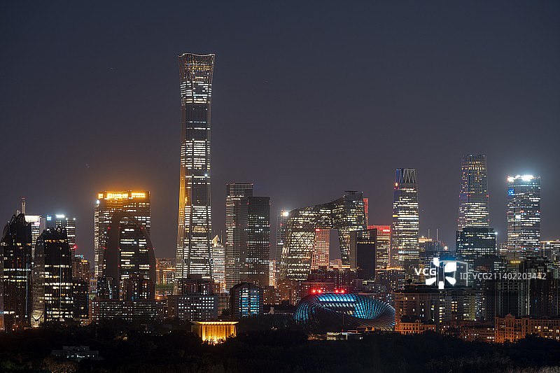 夜景灯光北京天际线建筑经济商务金融区图片素材