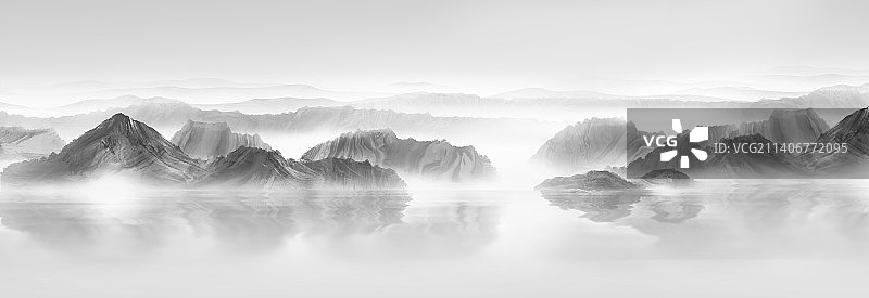 中国风水墨意境山水背景图片素材