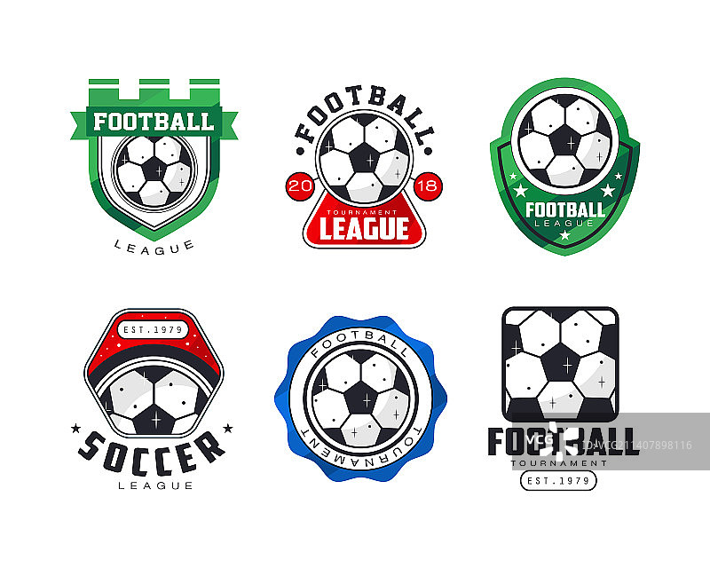 足球联赛复古标签集运动图片素材