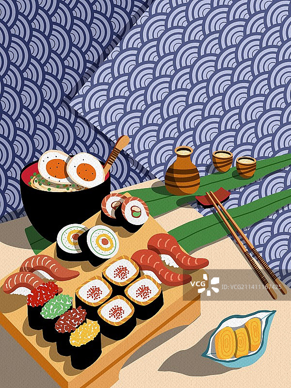 日式和风拉面和寿司图片素材