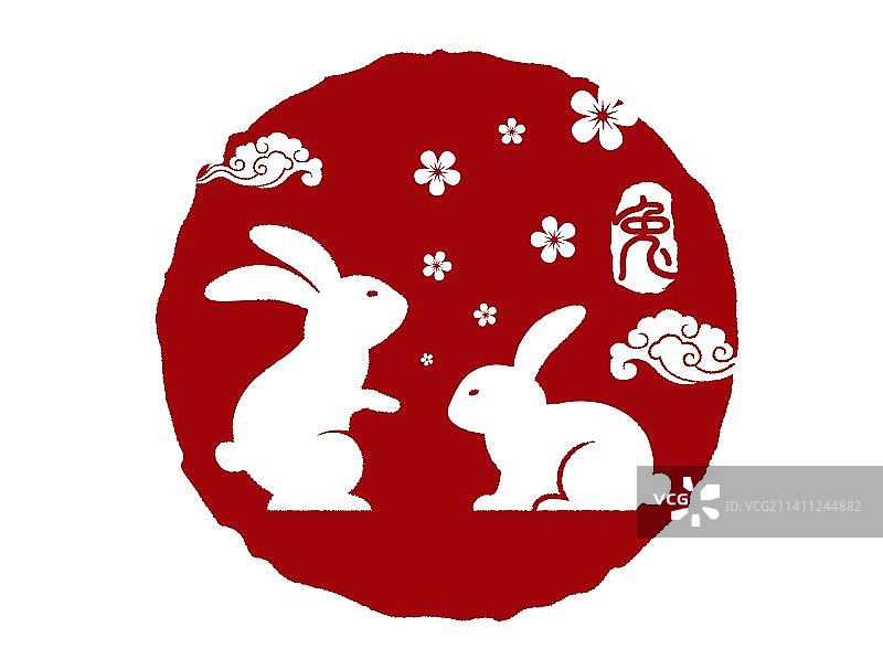 中国传统兔子印章图案图片素材