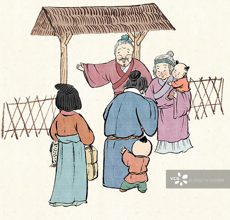 中国古代传统年俗系列之正月初二回娘家拜年图片素材