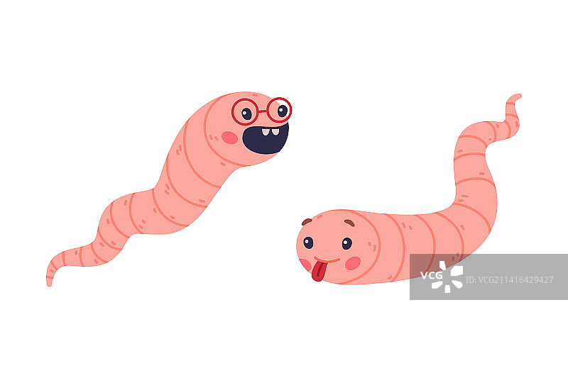 有趣的粉红色蠕虫字符长管身体图片素材