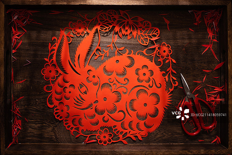 兔年剪纸,红色,传统文化图片素材