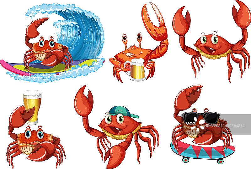 可爱的螃蟹卡通人物图片素材