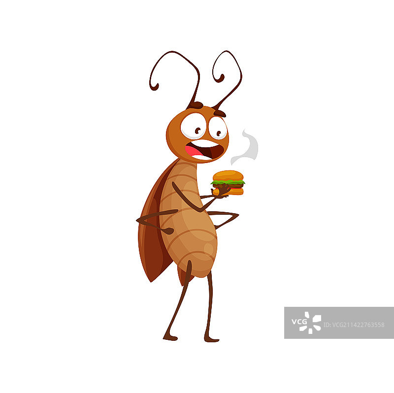 卡通蟑螂吃汉堡虫图片素材