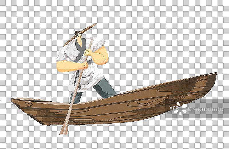 船夫划船插画元素图片素材