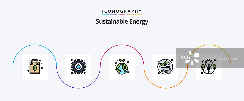 可持续能源线填平5图标包图片素材