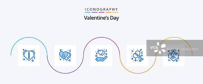 情人节蓝色5图标包包括心脏图片素材