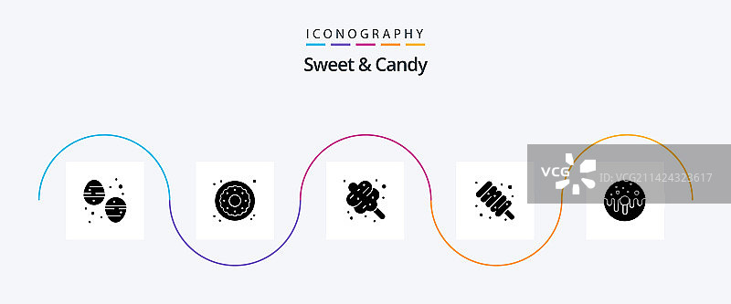 甜蜜和糖果象形文字5图标包包括图片素材