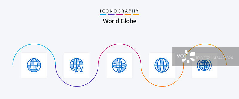 全球蓝色5图标包包括互联网世界图片素材