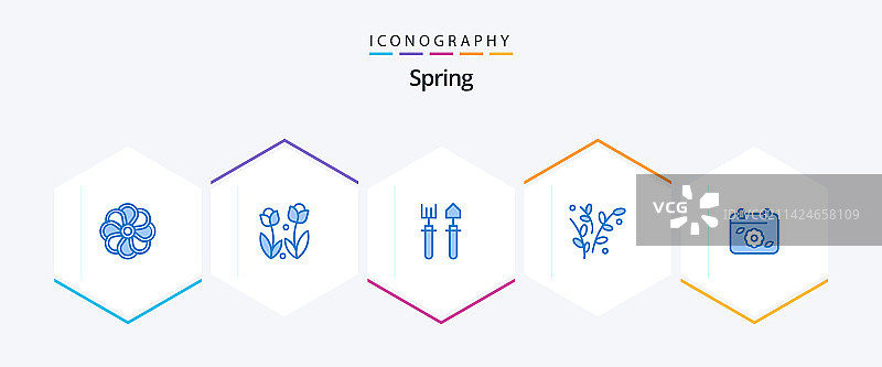 春季25蓝色图标包包括日历植物图片素材