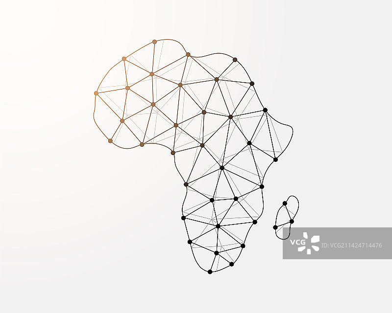 非洲低多边形符号与非洲连接点图片素材
