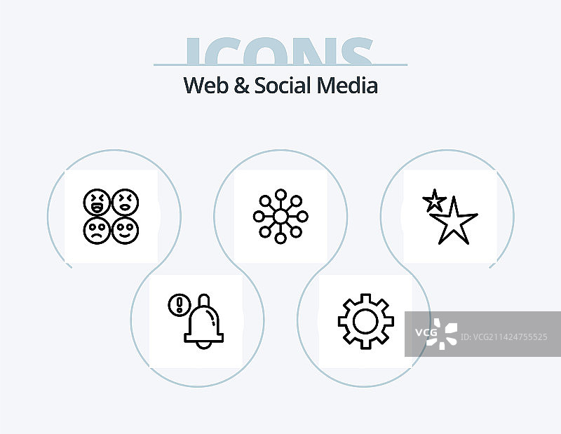 网络和社交媒体线图标包5图标设计图片素材