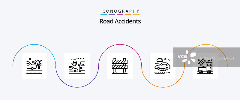 道路事故线5图标包包括汽车图片素材