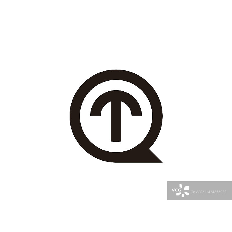 字母t在q圈几何符号简单标志图片素材