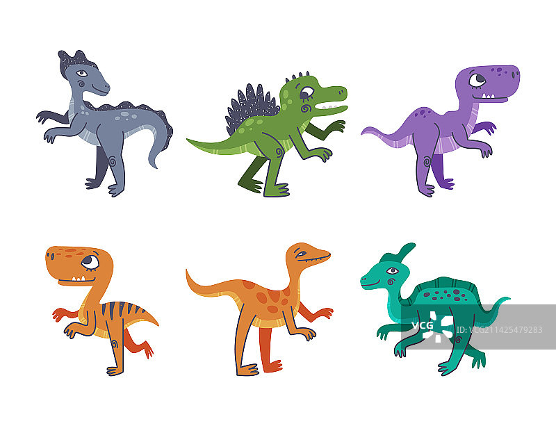 有趣的恐龙作为可爱的史前生物和图片素材