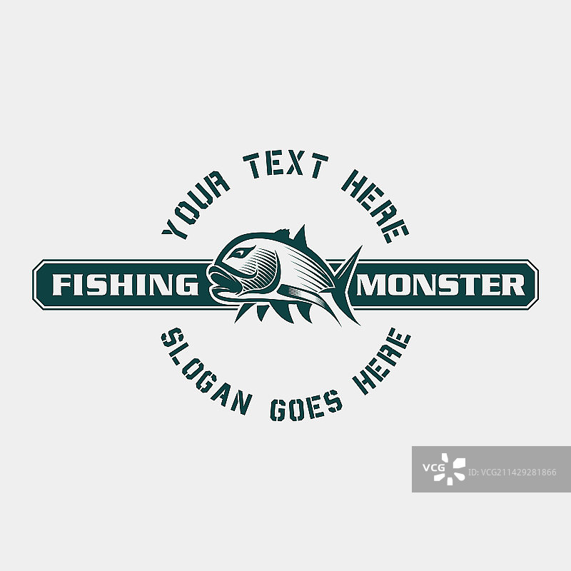鱼钓鱼怪物标志设计户外图片素材