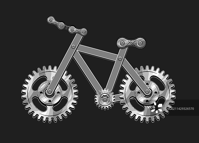 用银色钢齿轮制成的自行车图片素材