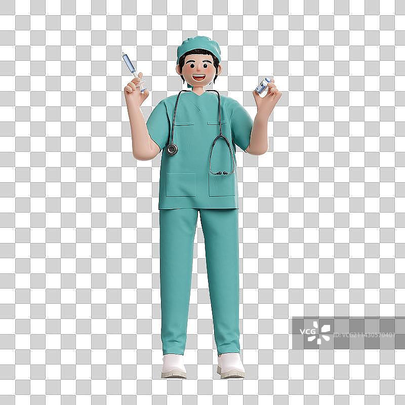 3D卡通风格男性护士人物形象免抠元素图片素材