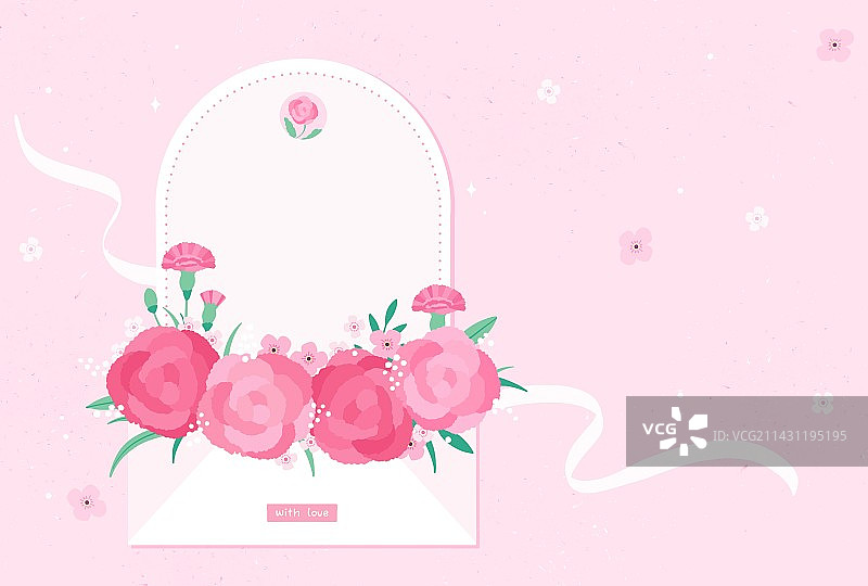 粉色康乃馨花束温馨贺卡感谢信邀请函请柬图片素材