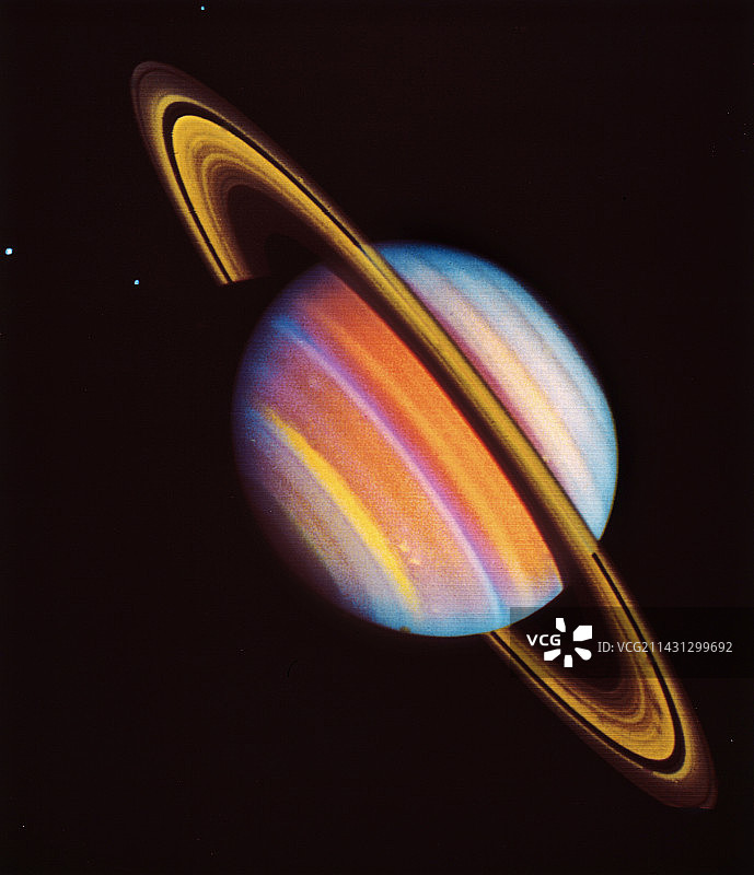 旅行者2号1981年拍摄的土星照片图片素材