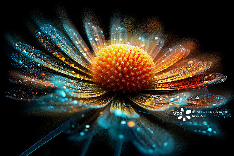 【AI数字艺术】盛开的花朵粒子抽象画图片素材