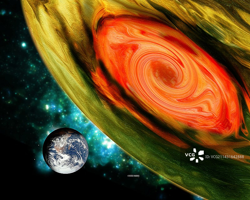 地球和木星的大红斑图片素材