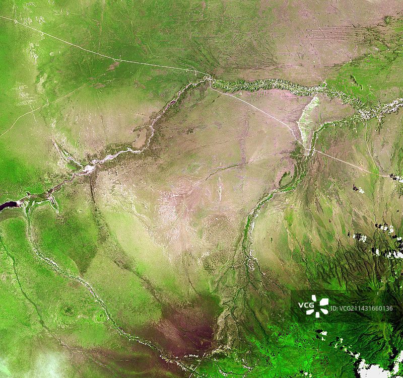 坦桑尼亚奥杜瓦伊峡谷，卫星图像图片素材