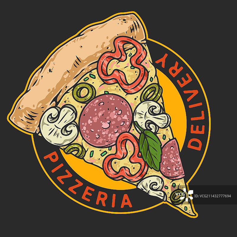 切片披萨老式彩色海报图片素材
