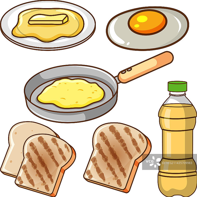 一套卡通简约风格的早餐图片素材