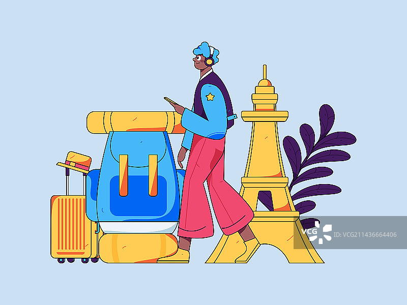 节假日旅游出行人物互联网背景矢量手绘插画图片素材